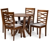 Baxton Studio Ariane Modern and Contemporary Grey Fabric Upholstered and Walnut Brown Finished Wood 5-Piece Dining Set